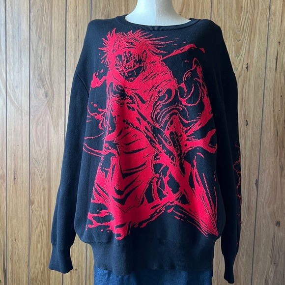 shihiko Other - Shihiko Jujitsu Kaisen Choso Black Red Graphic Knit Cotton Sweater Mens Large